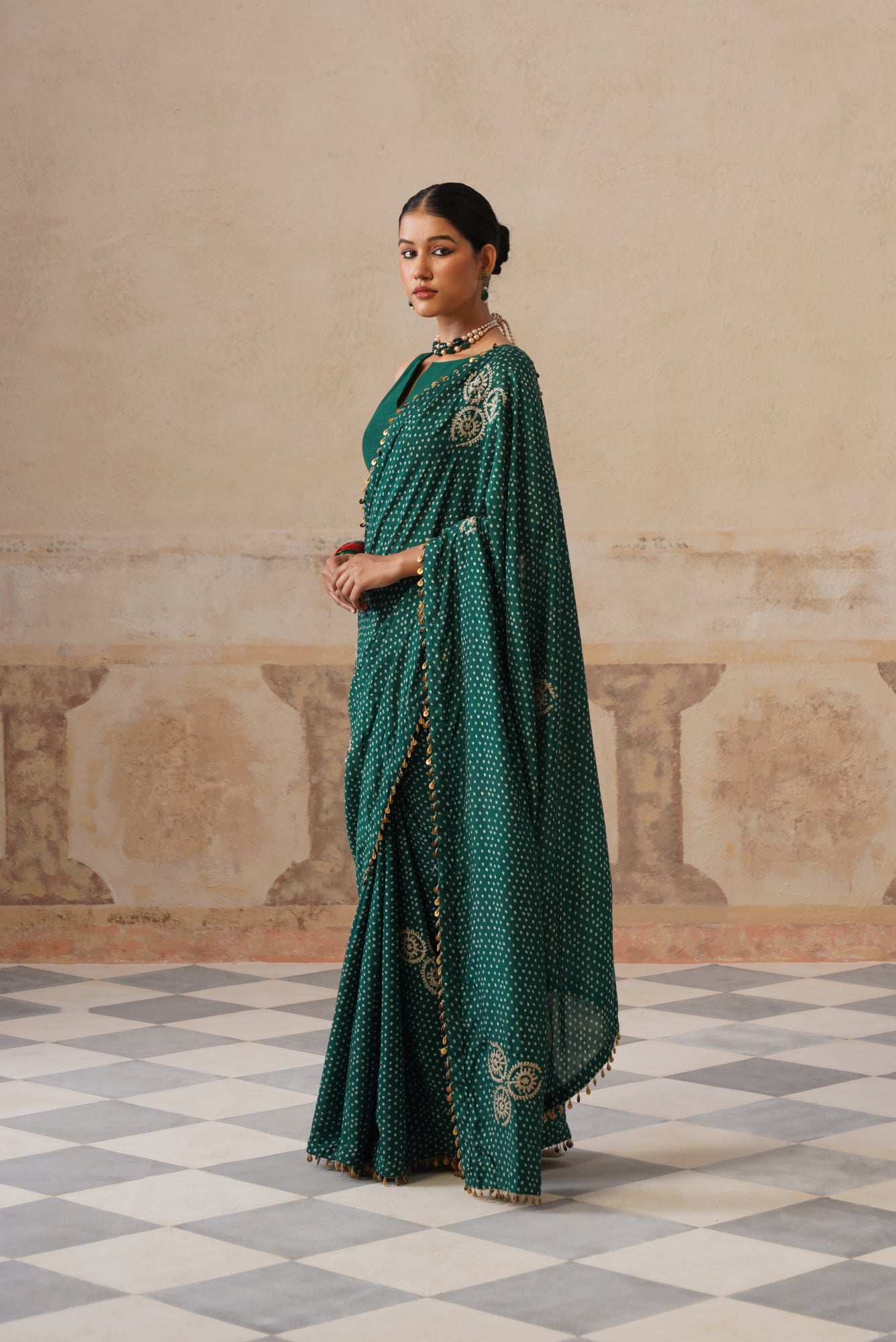 Maira Printed Emerald Green Saree