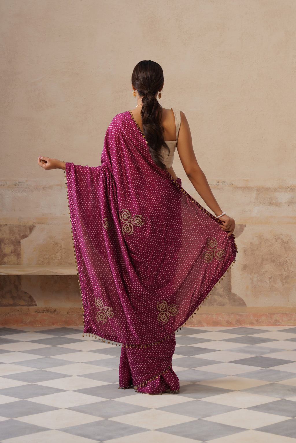 Maira Printed Plum Saree