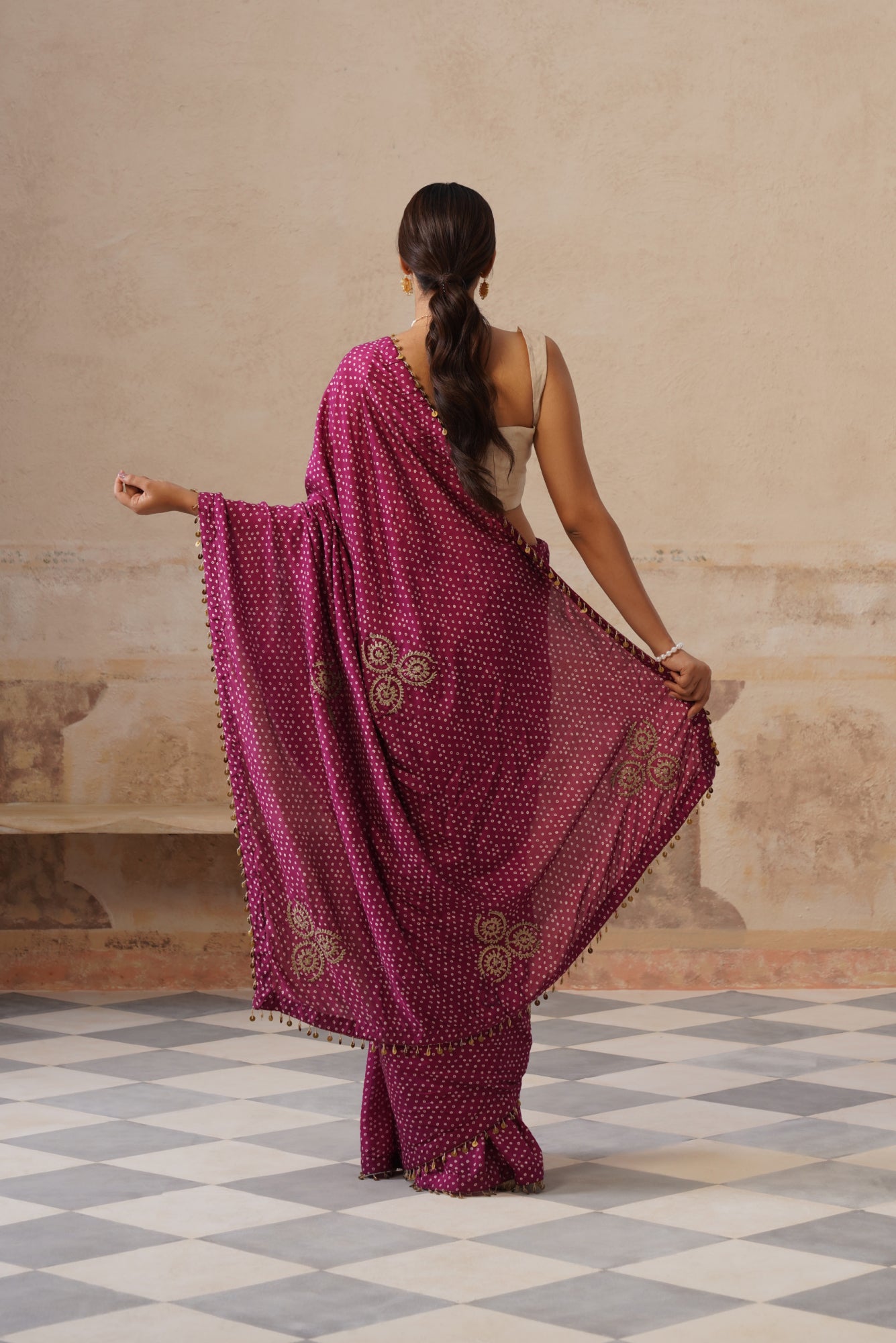 Maira Printed Plum Saree