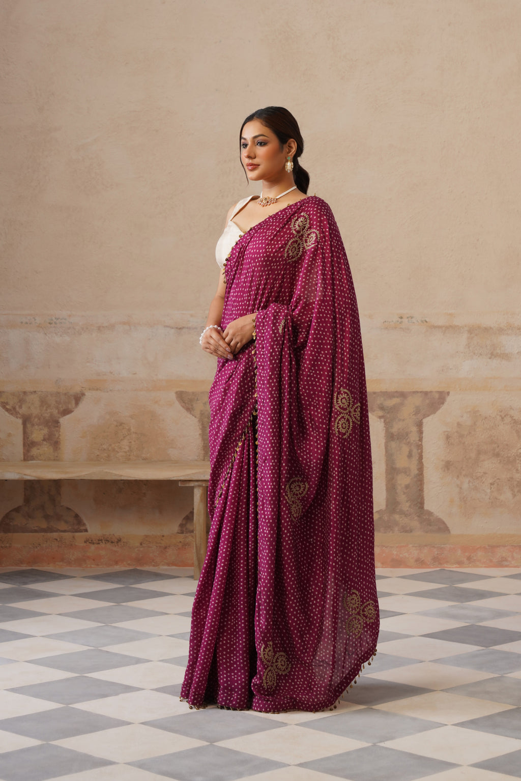 Maira Printed Plum Saree