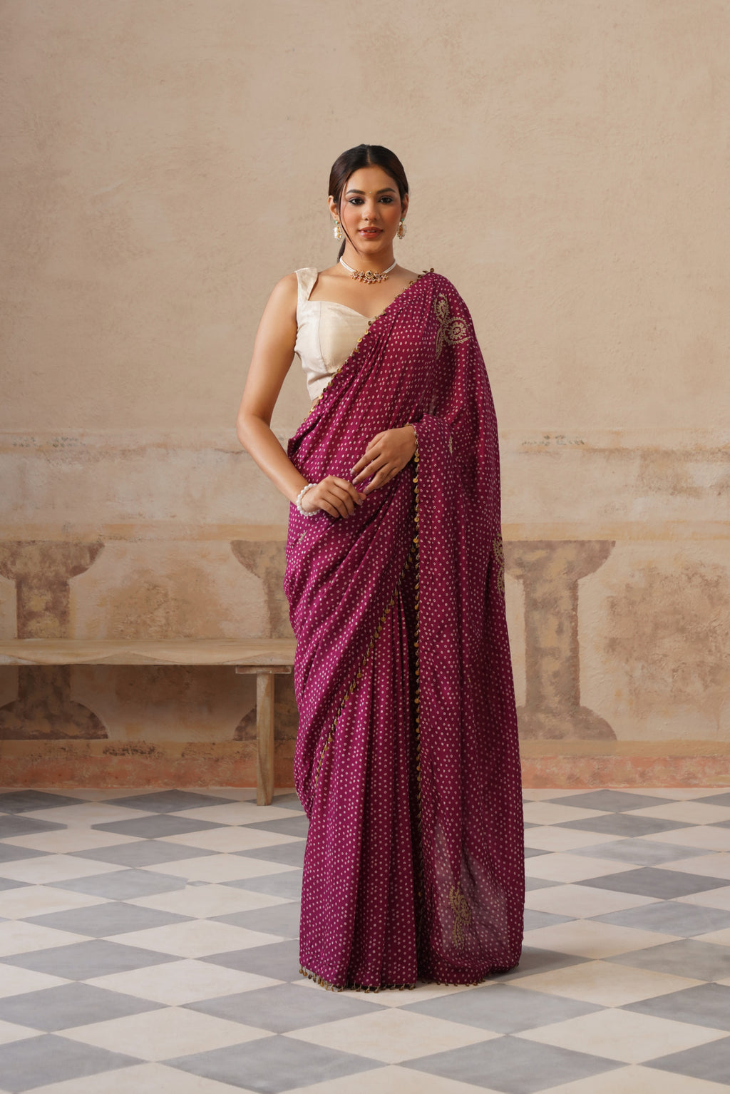 Maira Printed Plum Saree
