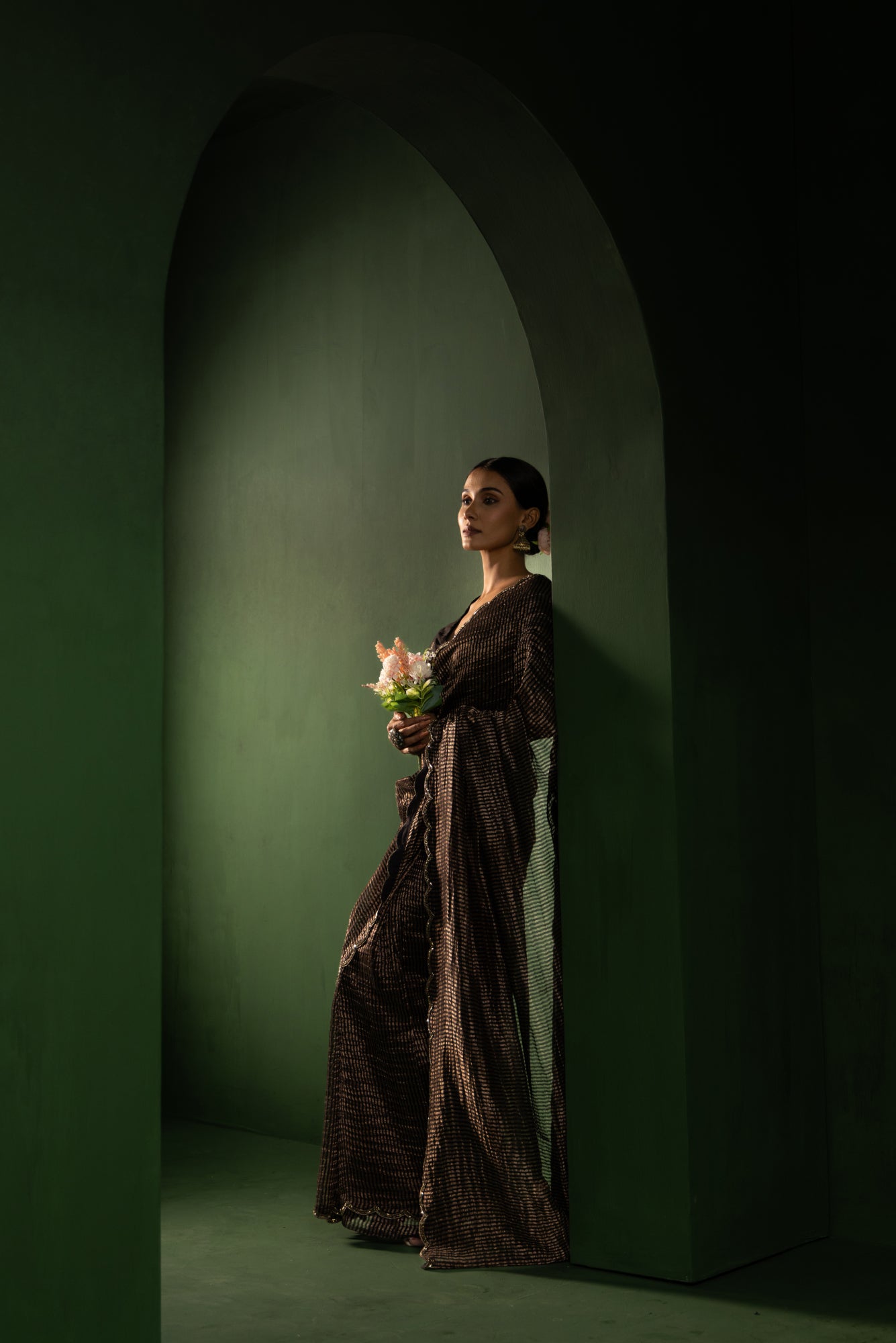 Midnight Glam Pure Zari Stripes Saree