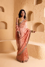Blush Pink Pure Silk Jacquard Tissue Saree