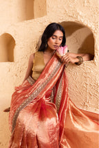 Pink Mist Pure Silk Organza Tissue Saree