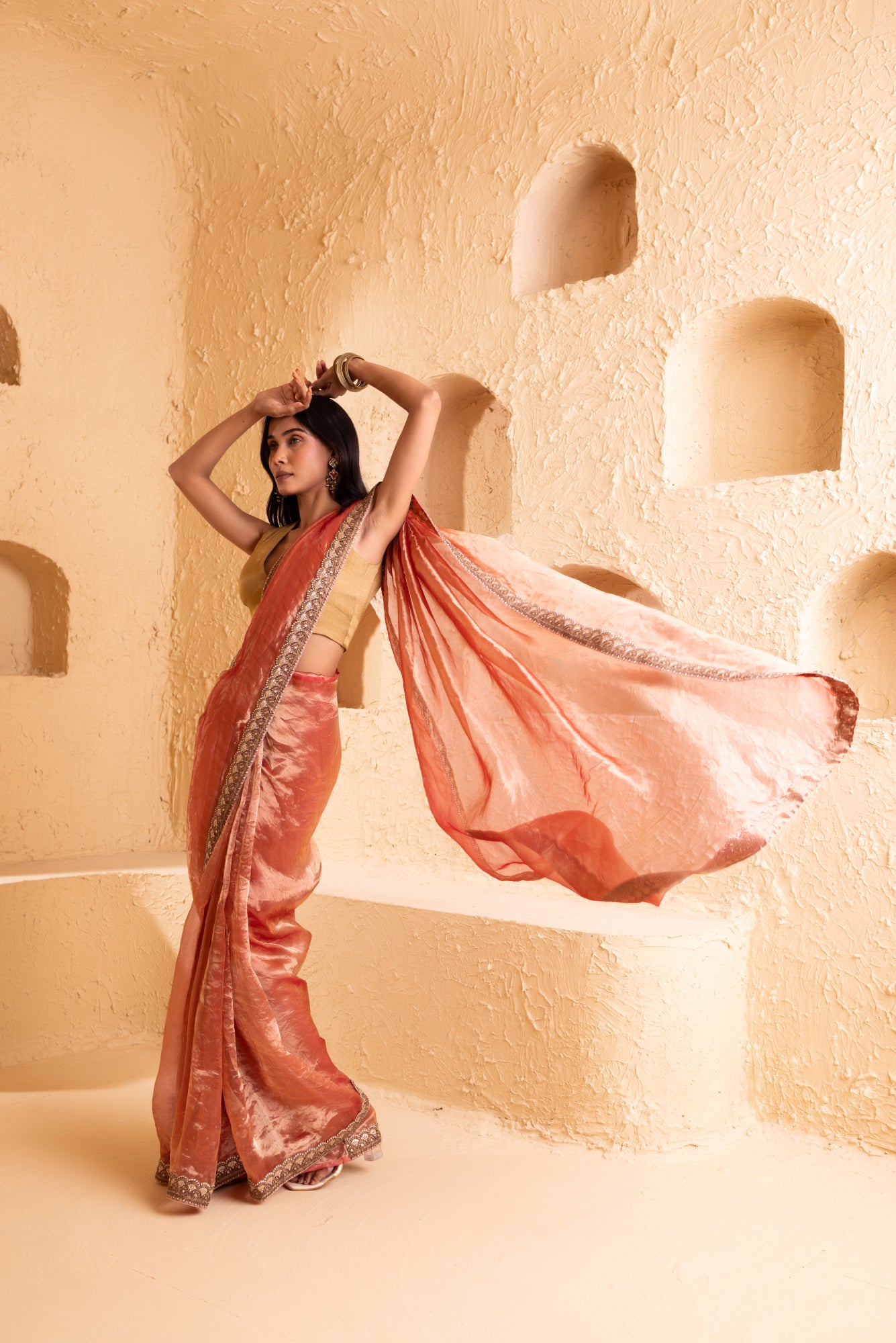 Pink Mist Pure Silk Organza Tissue Saree