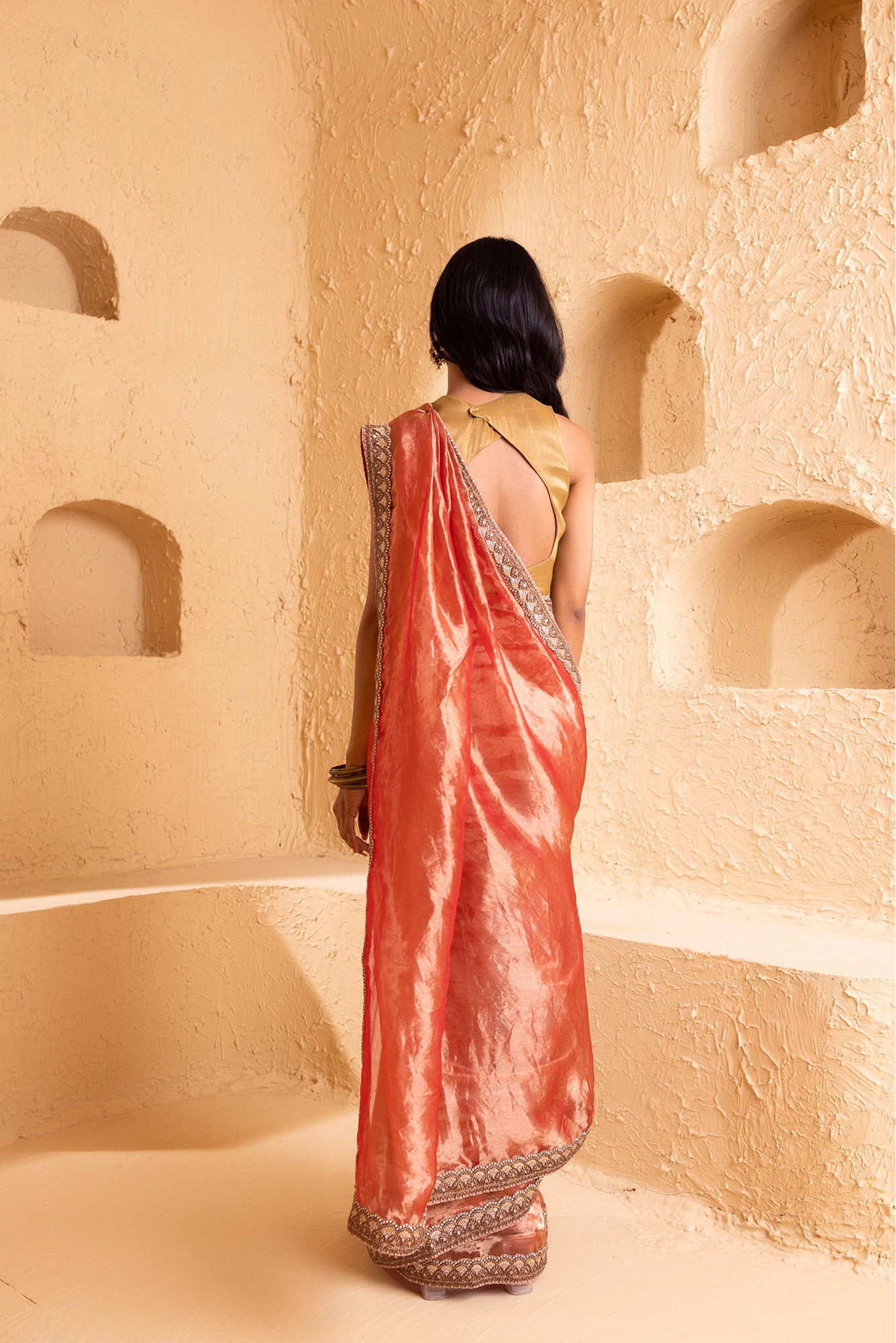 Pink Mist Pure Silk Organza Tissue Saree