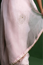 Baby Pink Peony Organza Saree