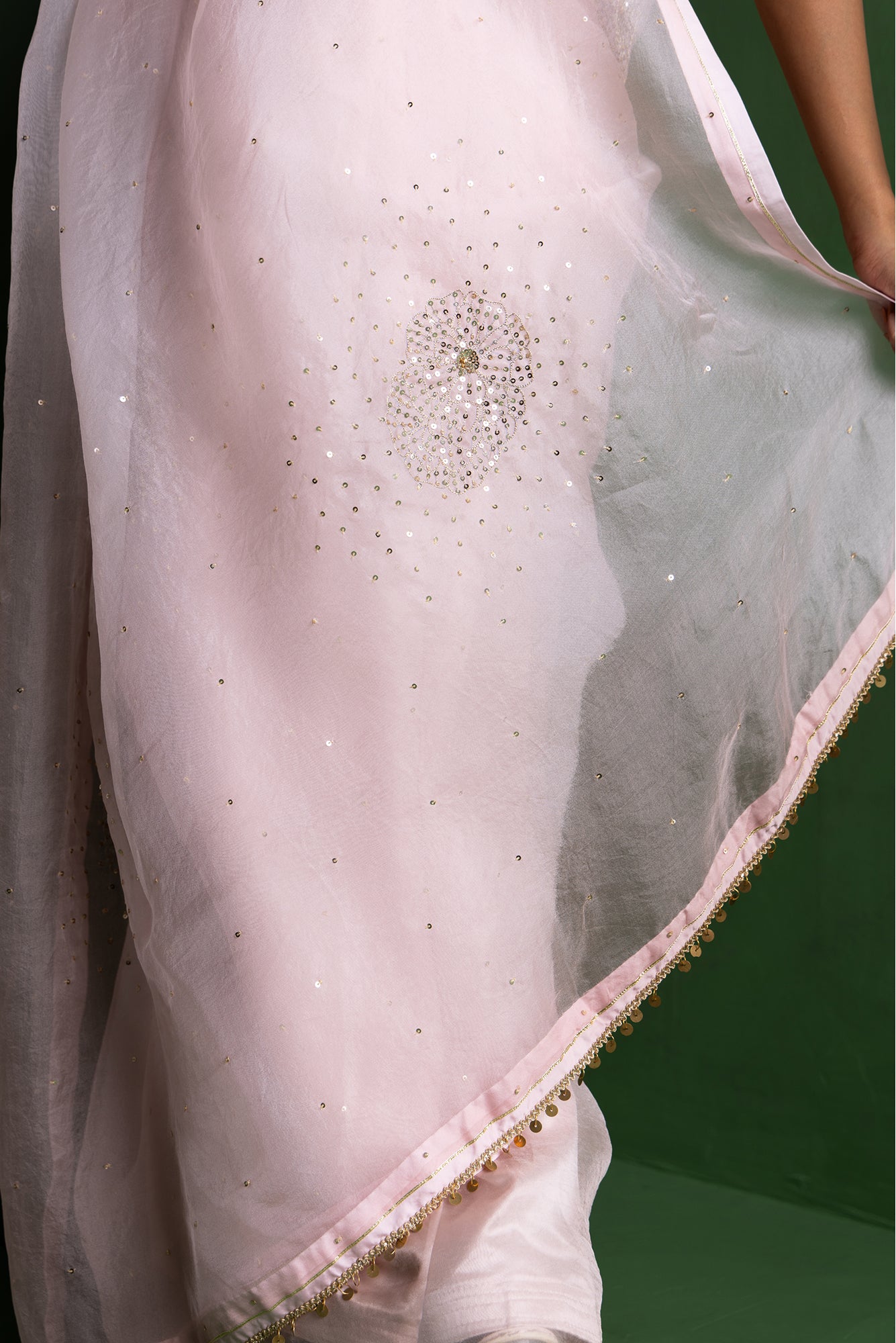 Baby Pink Peony Organza Saree
