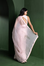 Baby Pink Peony Organza Saree