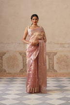 Mauve Silk Tissue Buti Saree