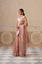Mauve Silk Tissue Buti Saree
