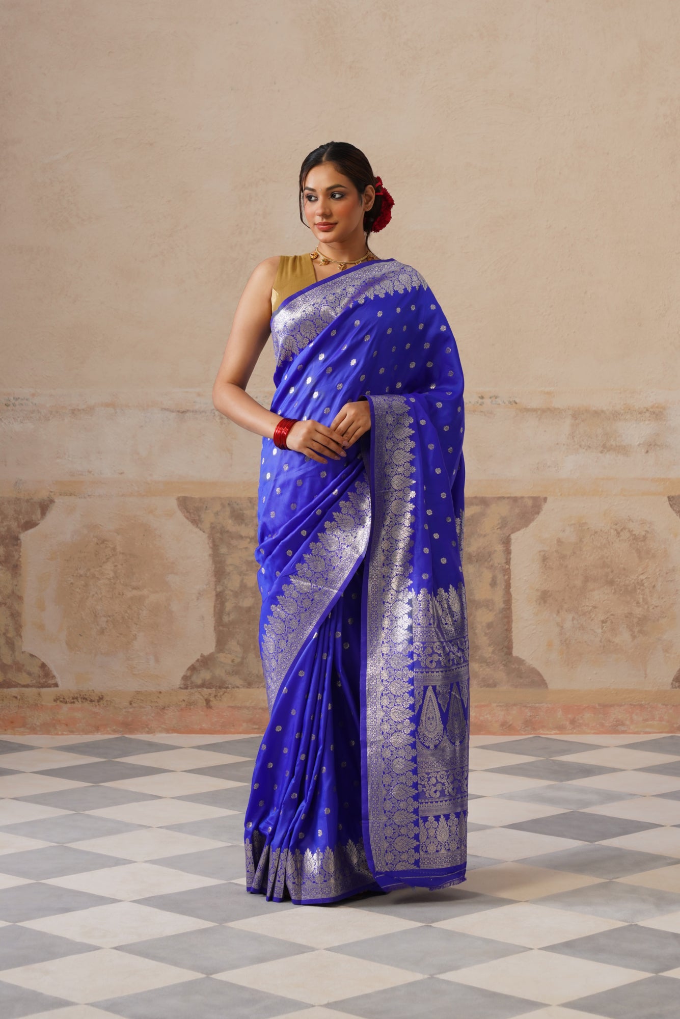 Royal Blue Upada Saree