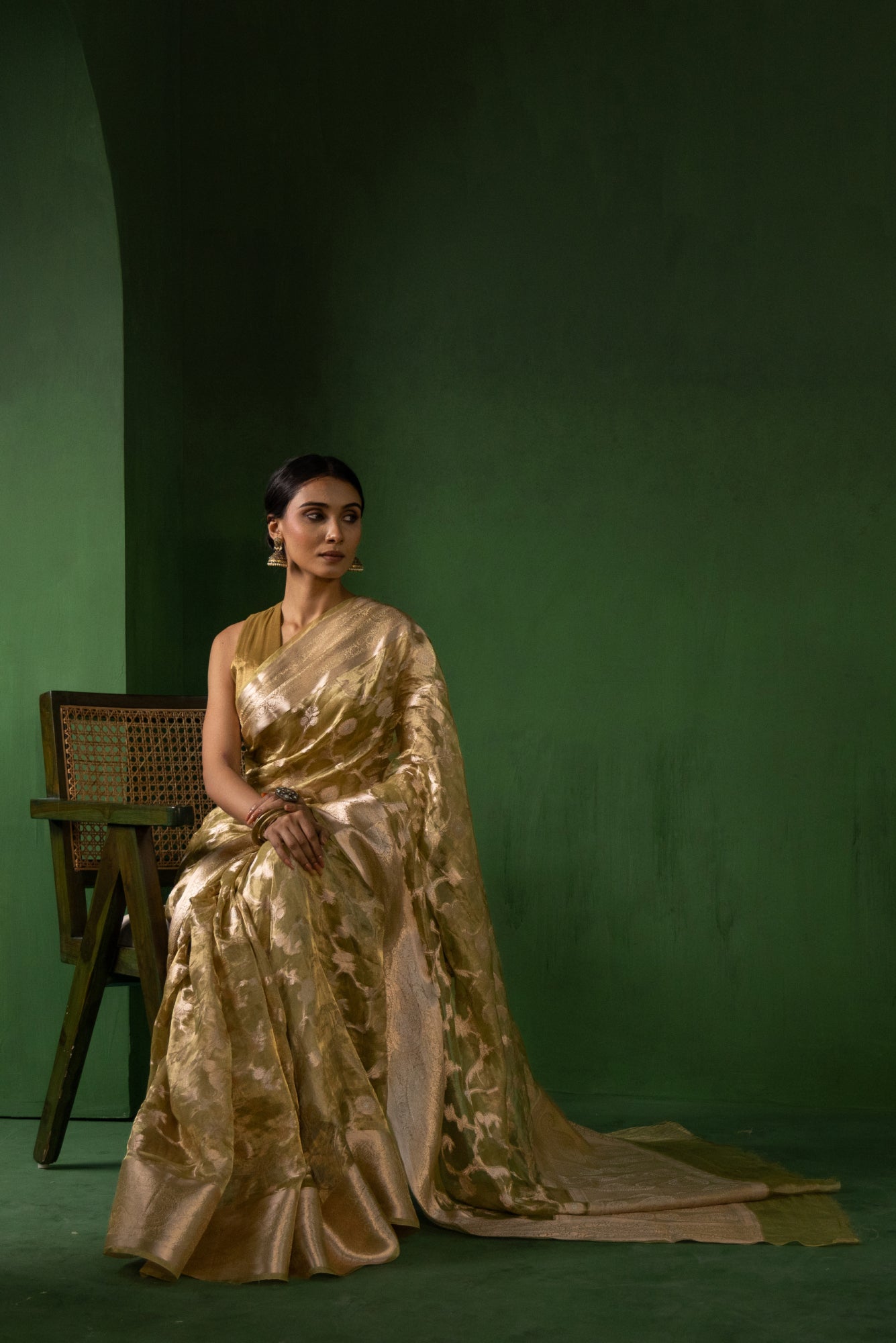 Sage Mist Silk Tissue Saree