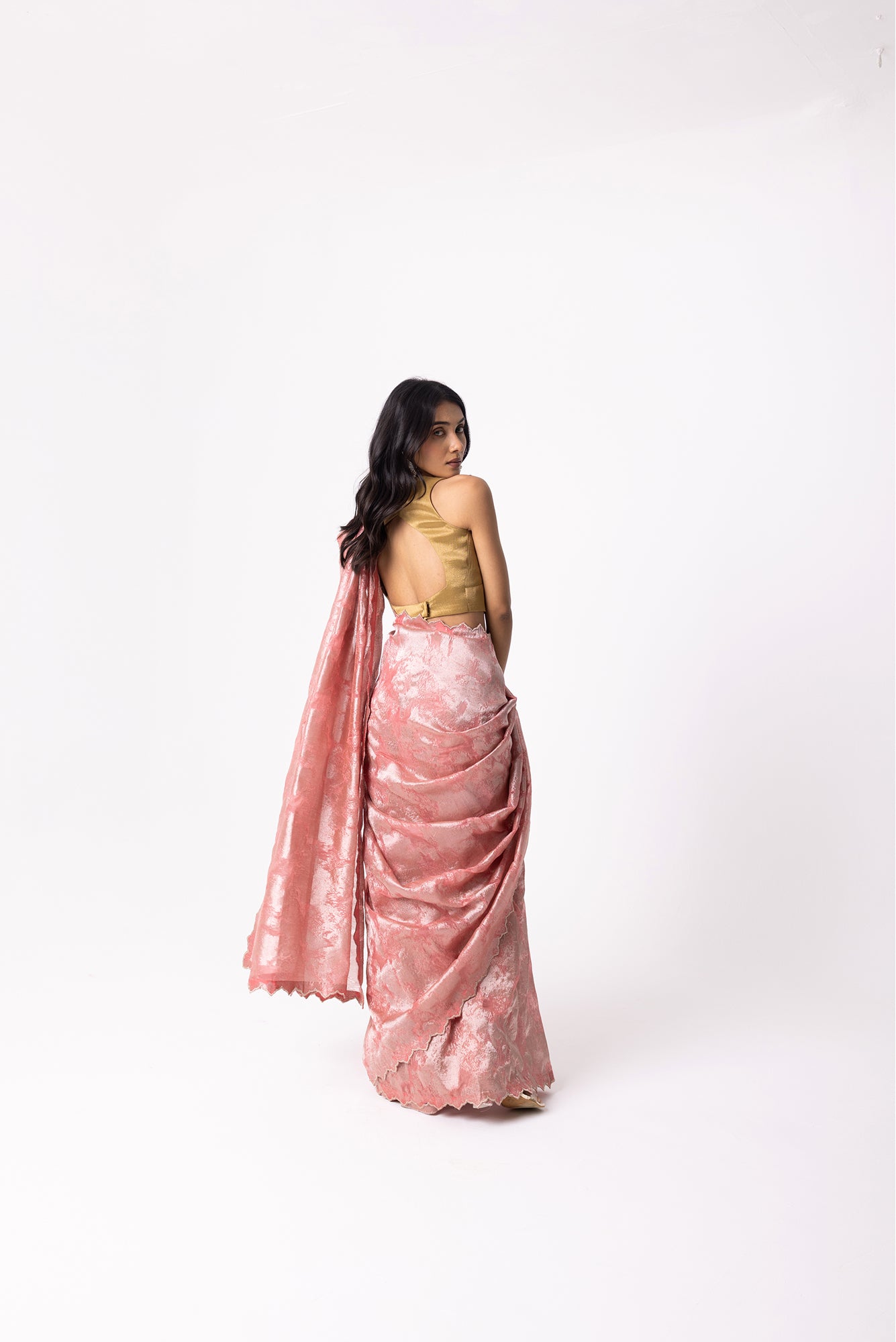 Twill Bloom Blush Pink Saree