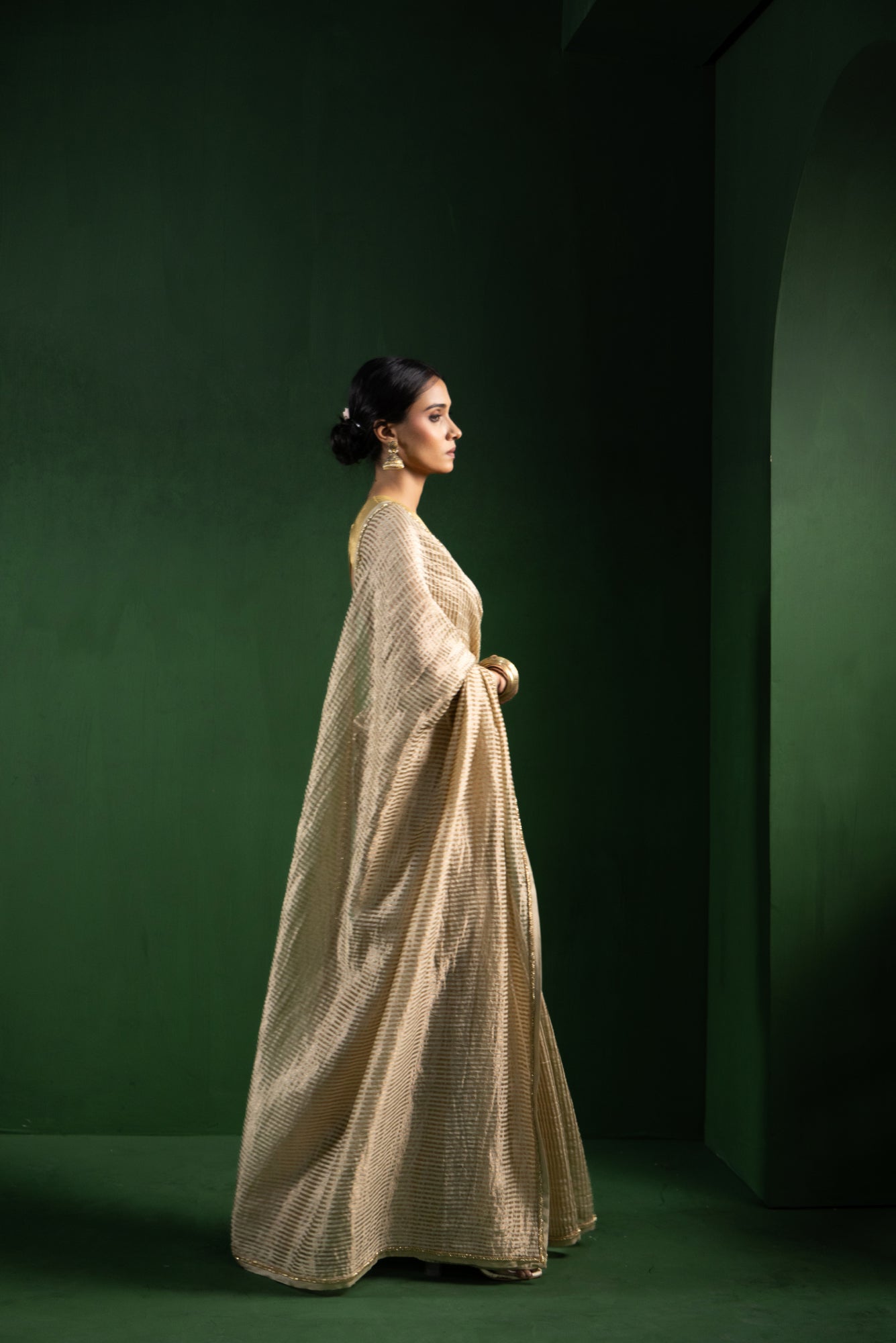 Champagne Dust Pure Zari Stripes Saree