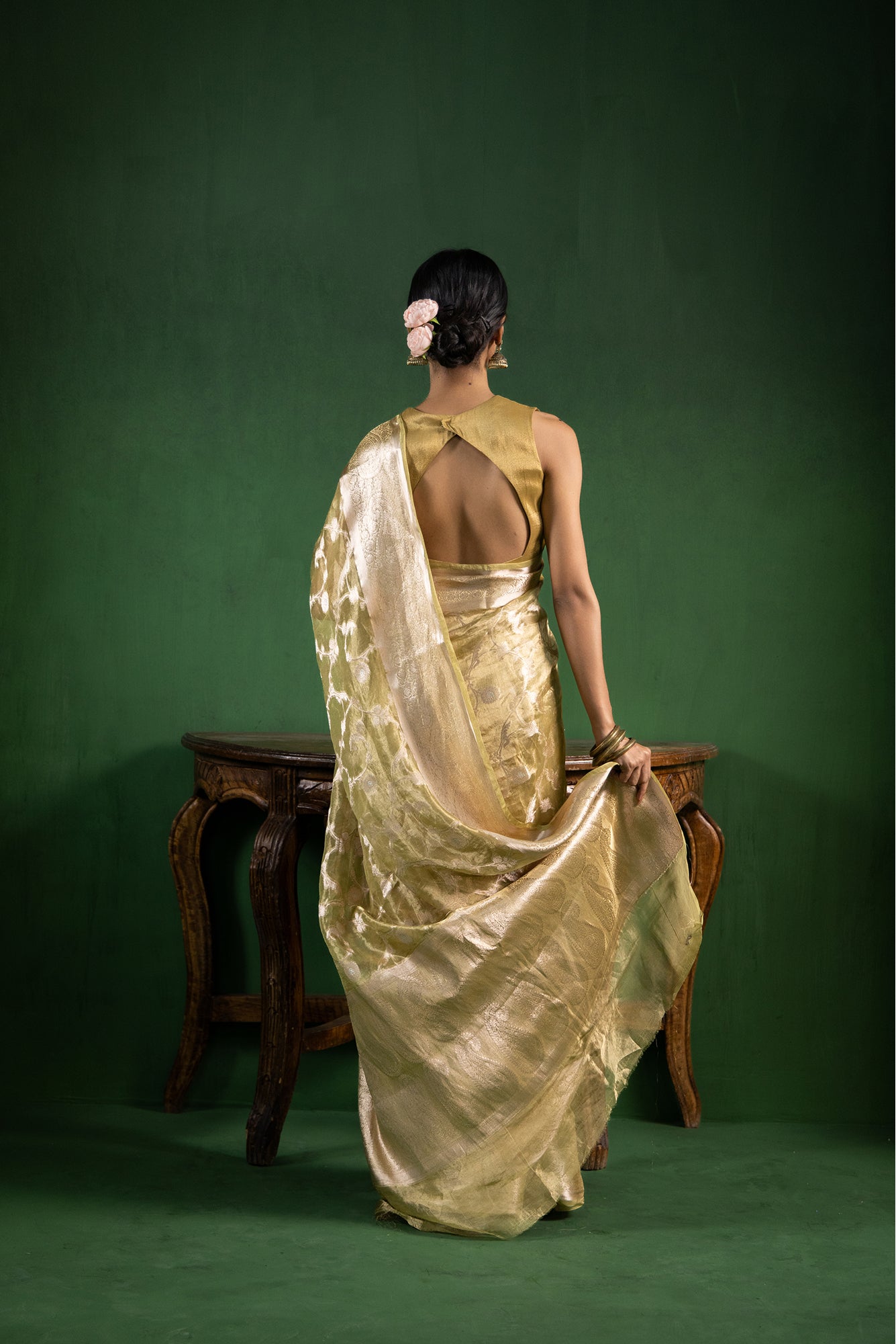 Sage Mist Silk Tissue Saree