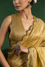Autumn Mustard Pure Zari Stripes Saree