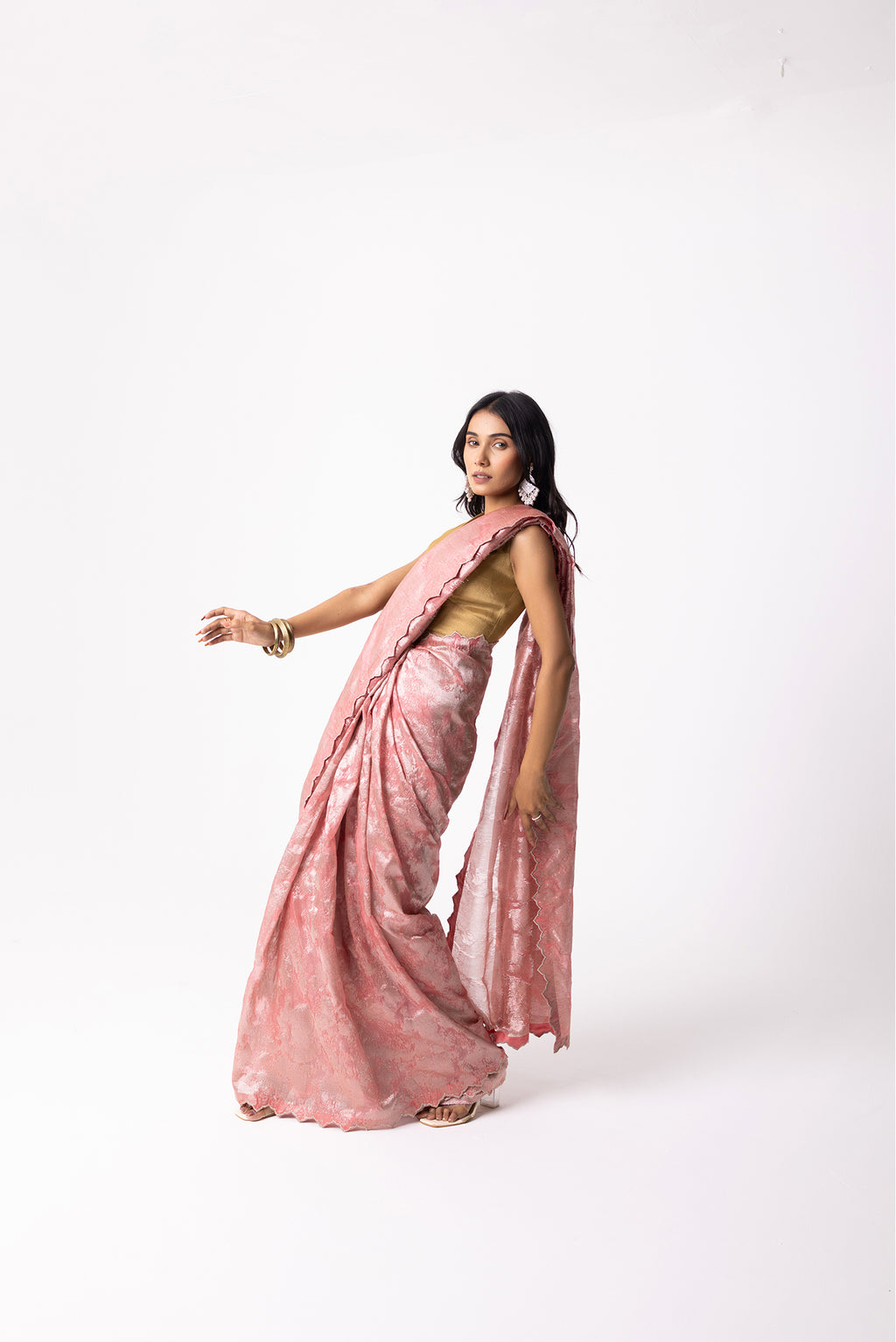 Twill Bloom Blush Pink Saree