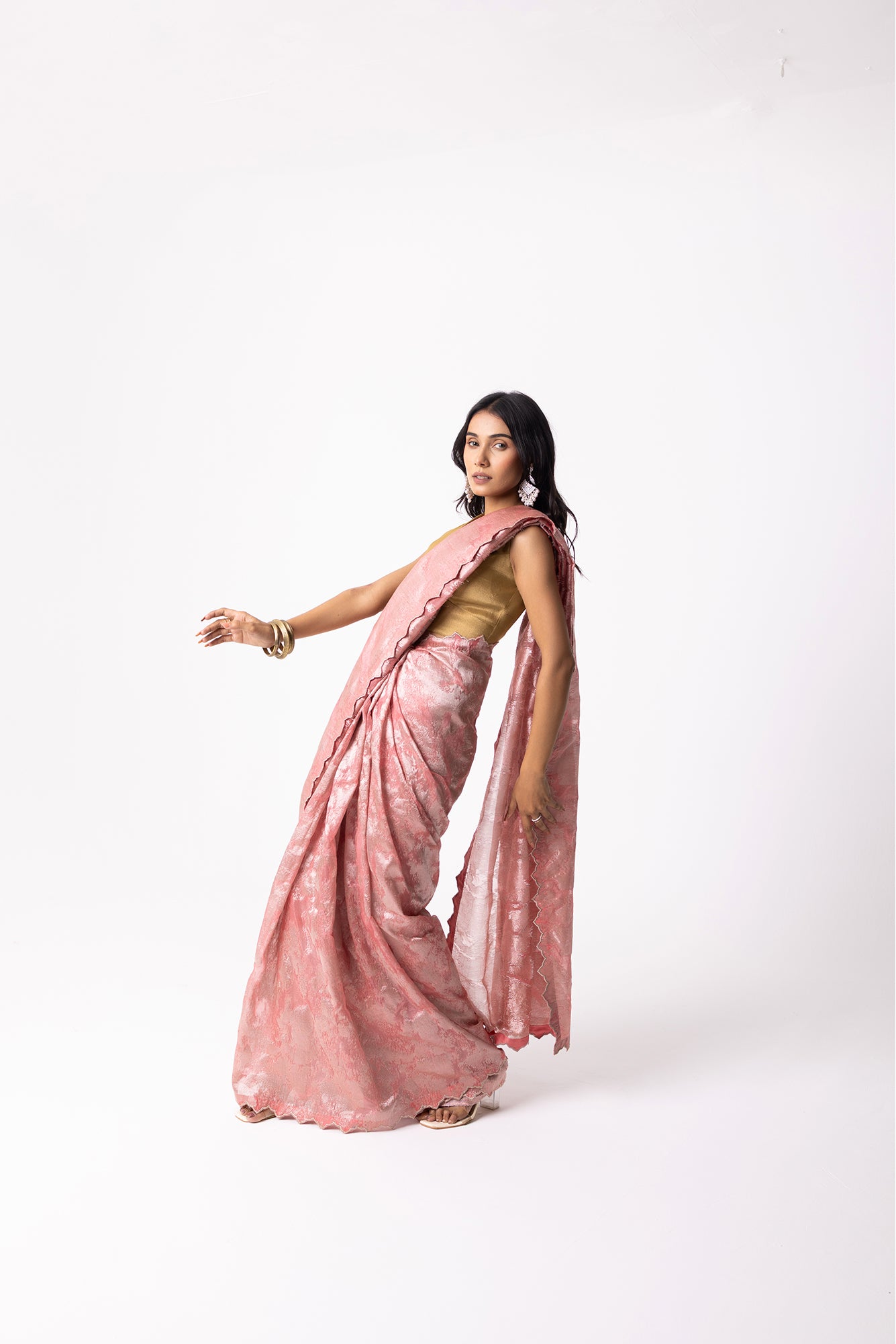 Twill Bloom Blush Pink Saree