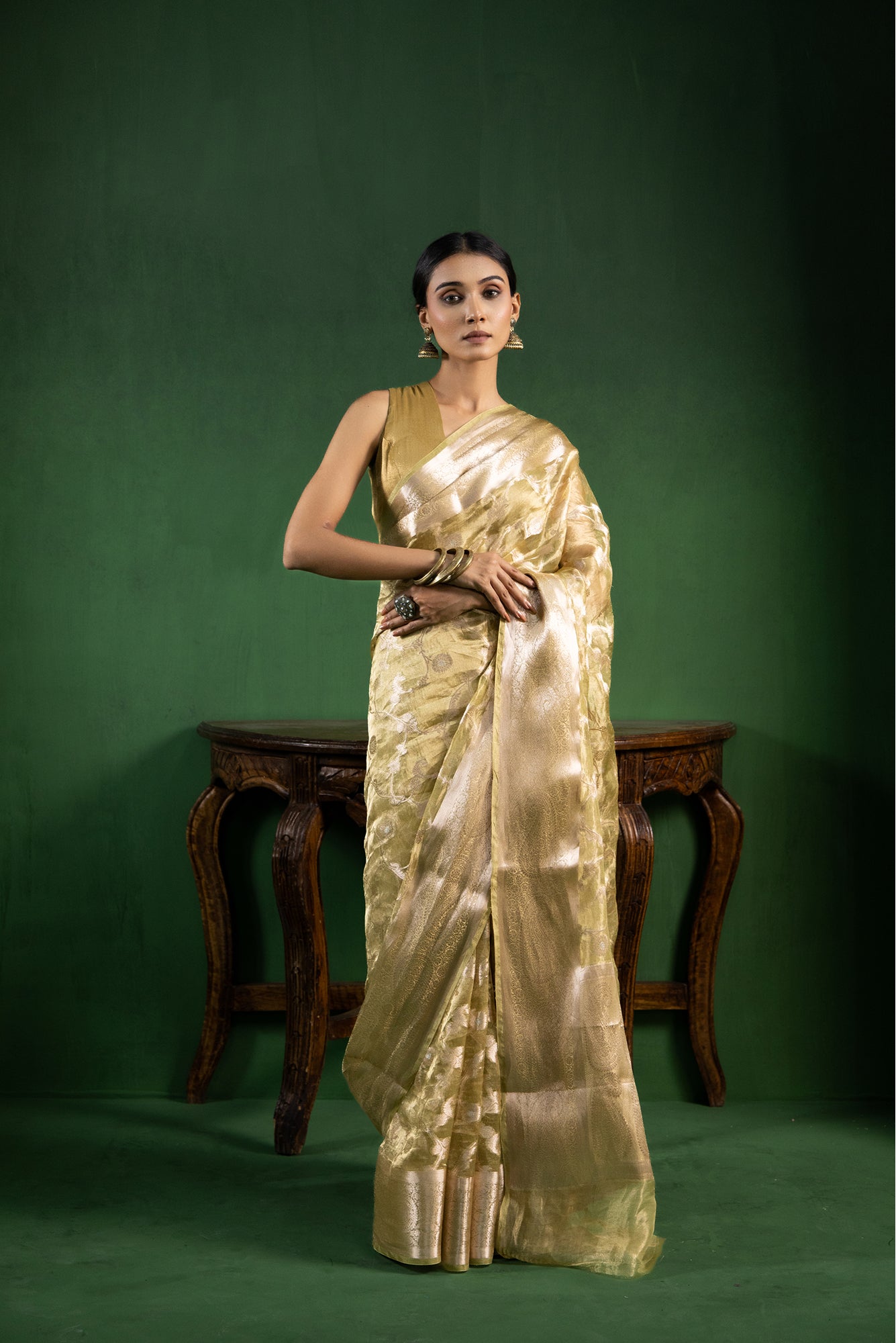 Sage Mist Silk Tissue Saree