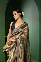 Moonlight Gold Silk Organza Tissue Saree