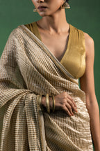 Champagne Dust Pure Zari Stripes Saree