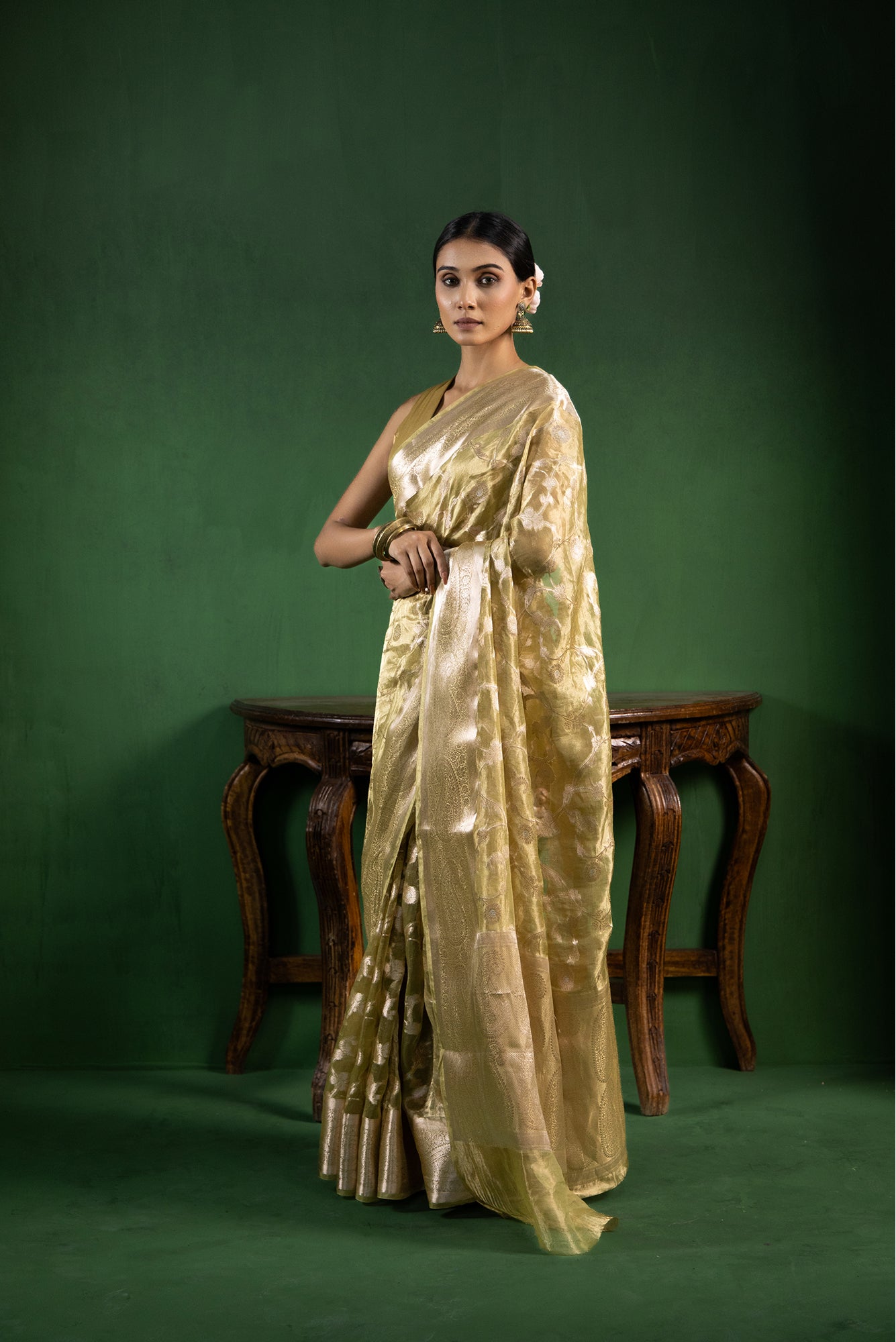 Sage Mist Silk Tissue Saree
