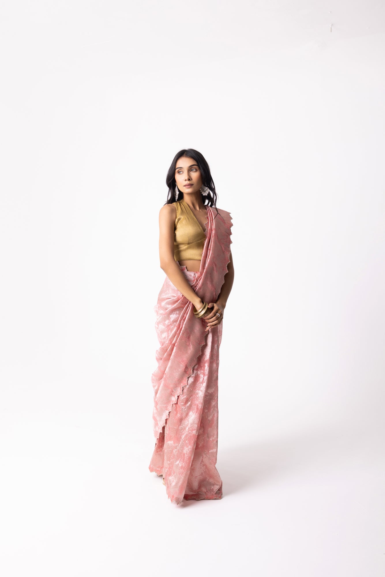 Twill Bloom Blush Pink Saree