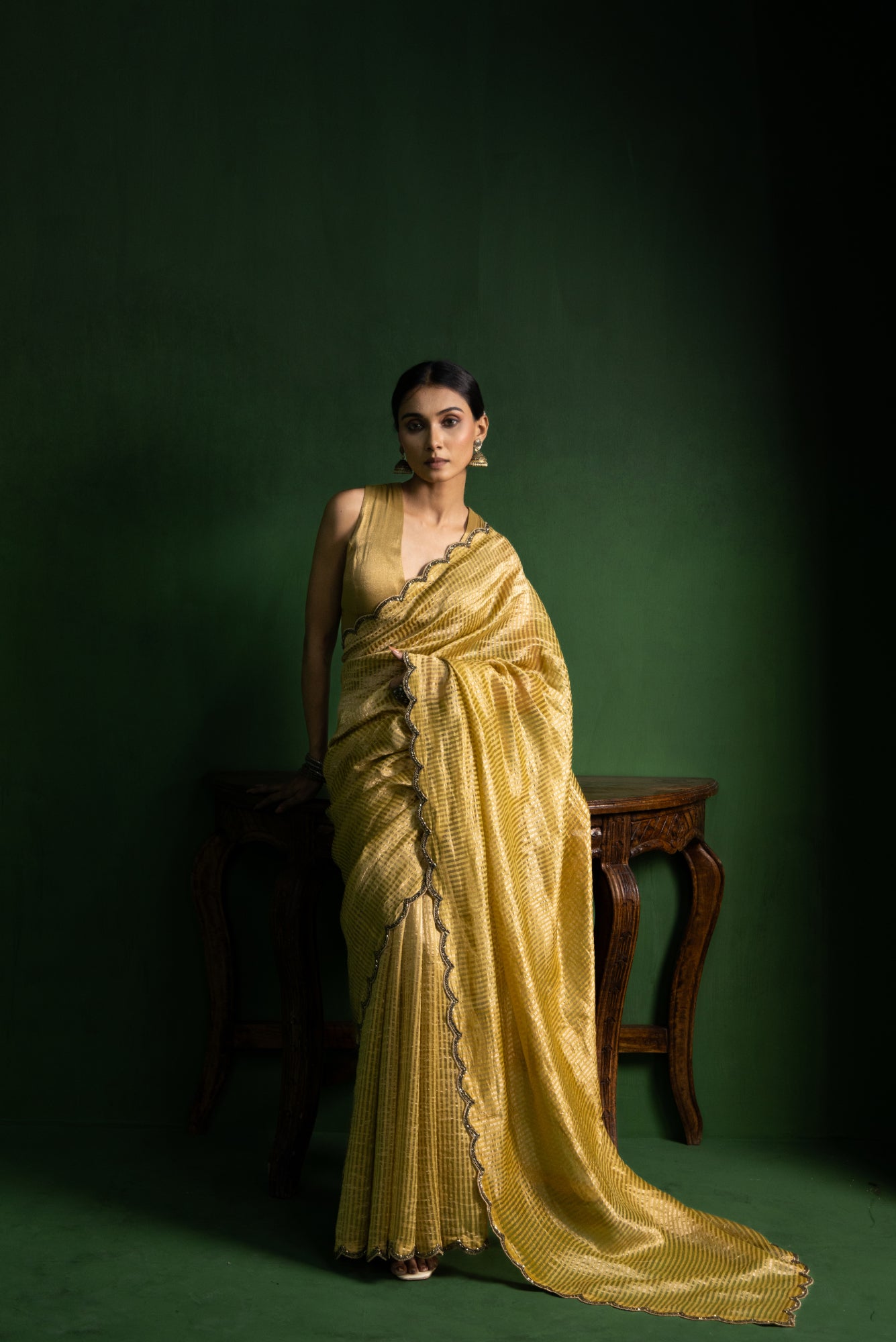 Autumn Mustard Pure Zari Stripes Saree