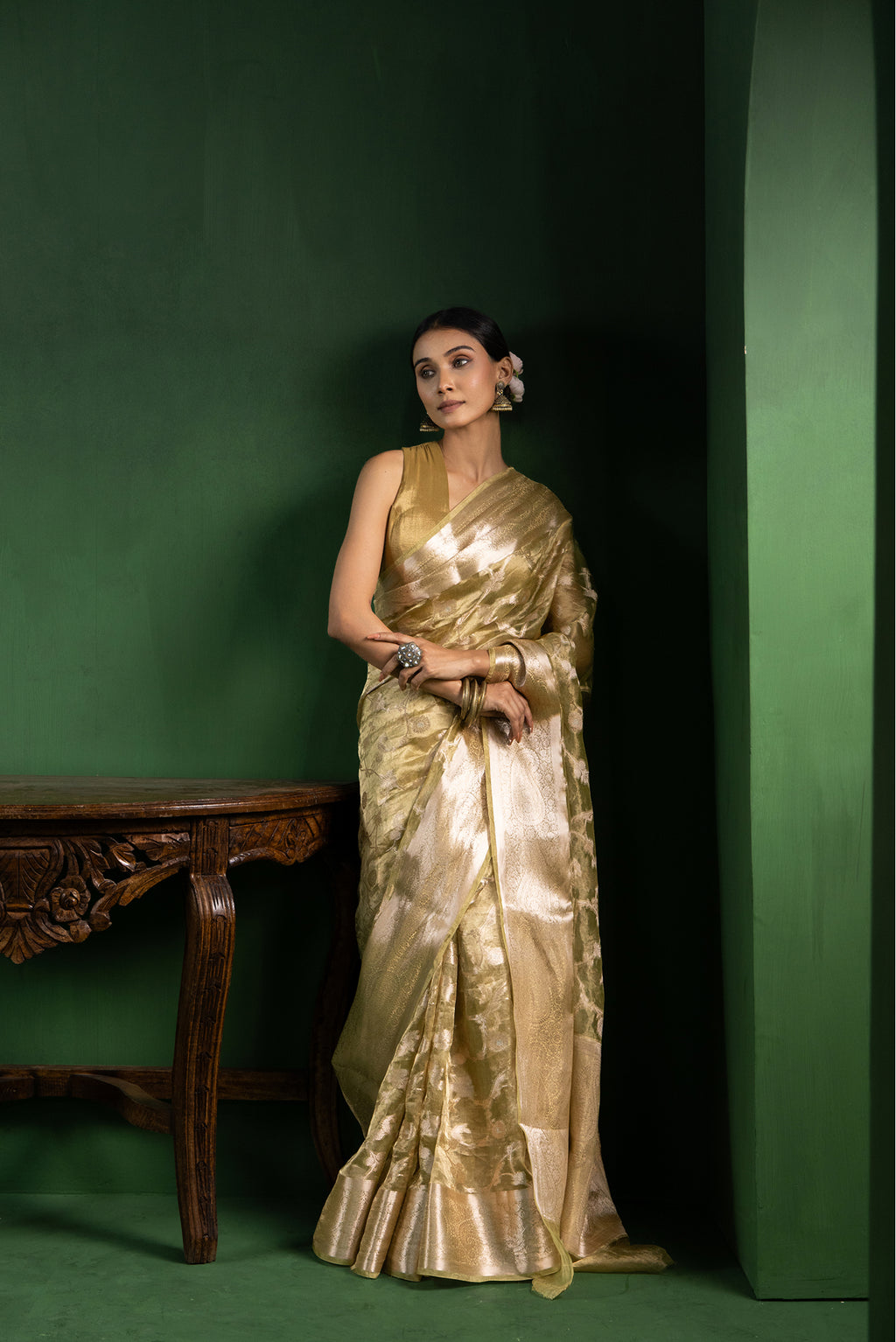 Sage Mist Silk Tissue Saree