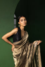 Moonlight Gold Silk Organza Tissue Saree