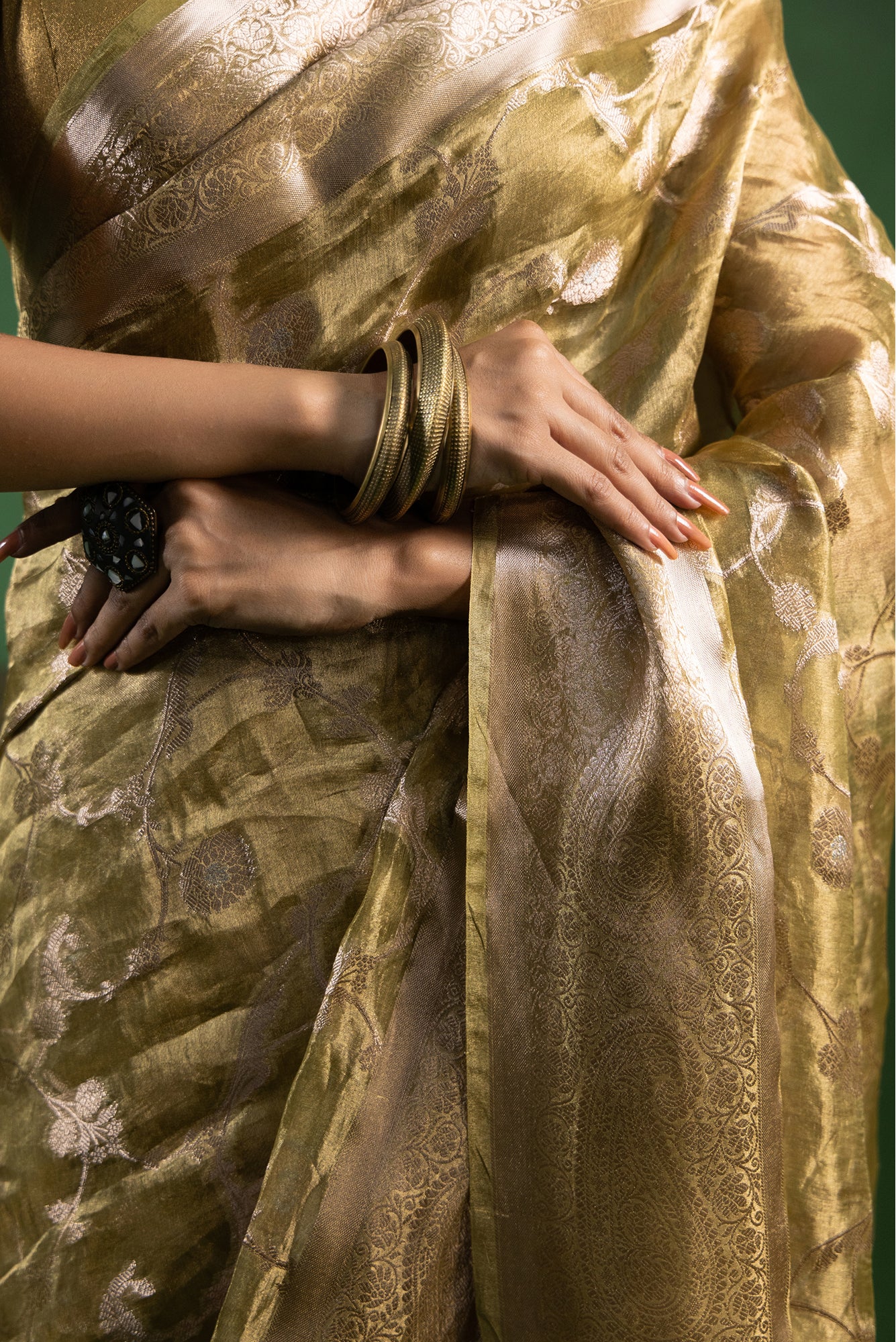 Sage Mist Silk Tissue Saree