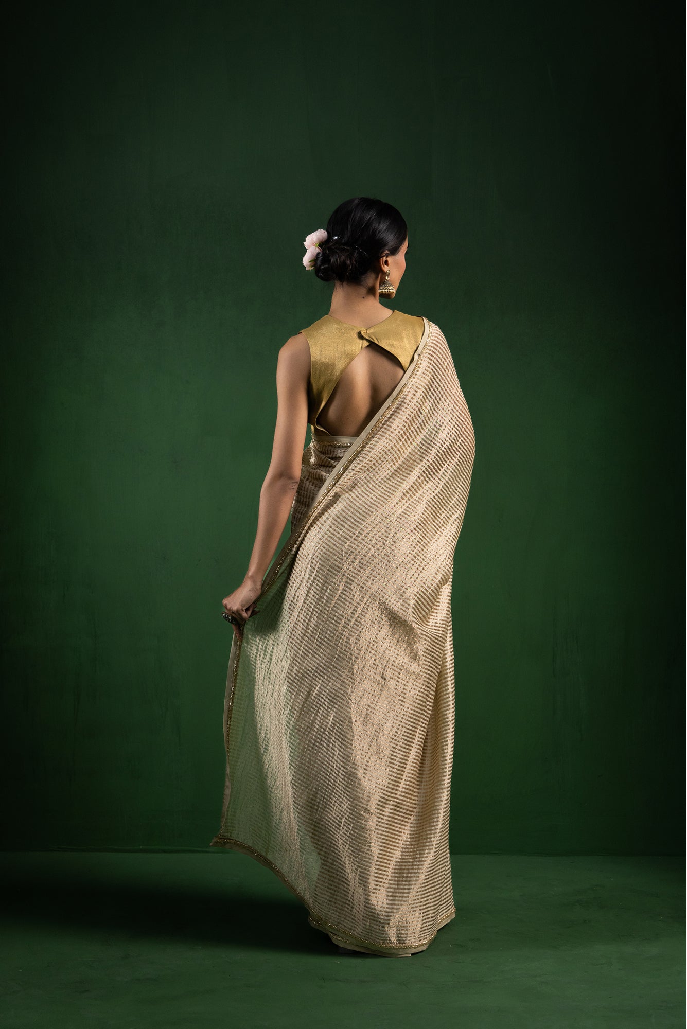 Champagne Dust Pure Zari Stripes Saree