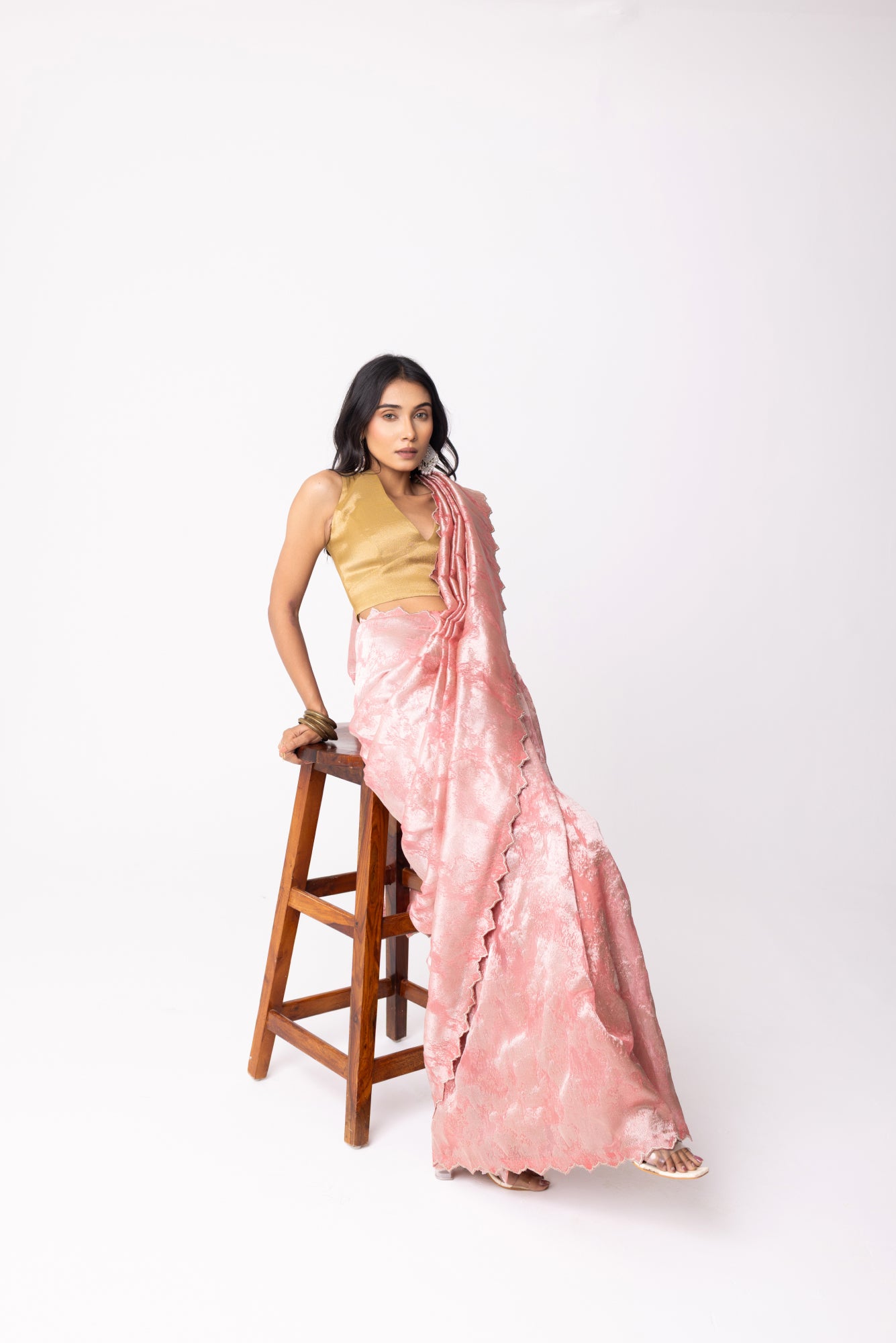 Twill Bloom Blush Pink Saree
