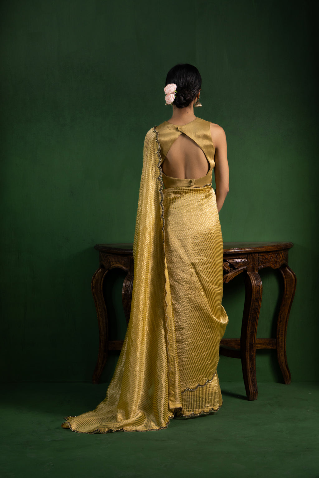 Autumn Mustard Pure Zari Stripes Saree