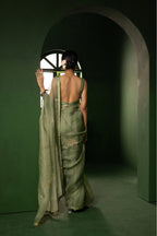 Sage Green Peony Organza Saree