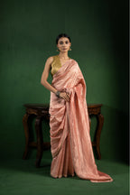 Blush Rust Pure Zari Stripes Saree