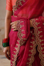 Zoha Scallop Plum Saree