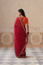 Zoha Scallop Plum Saree