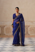 Zoha Scallop Ink Blue Saree