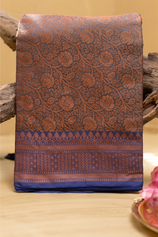 Steel Gray Zari Brocade Saree