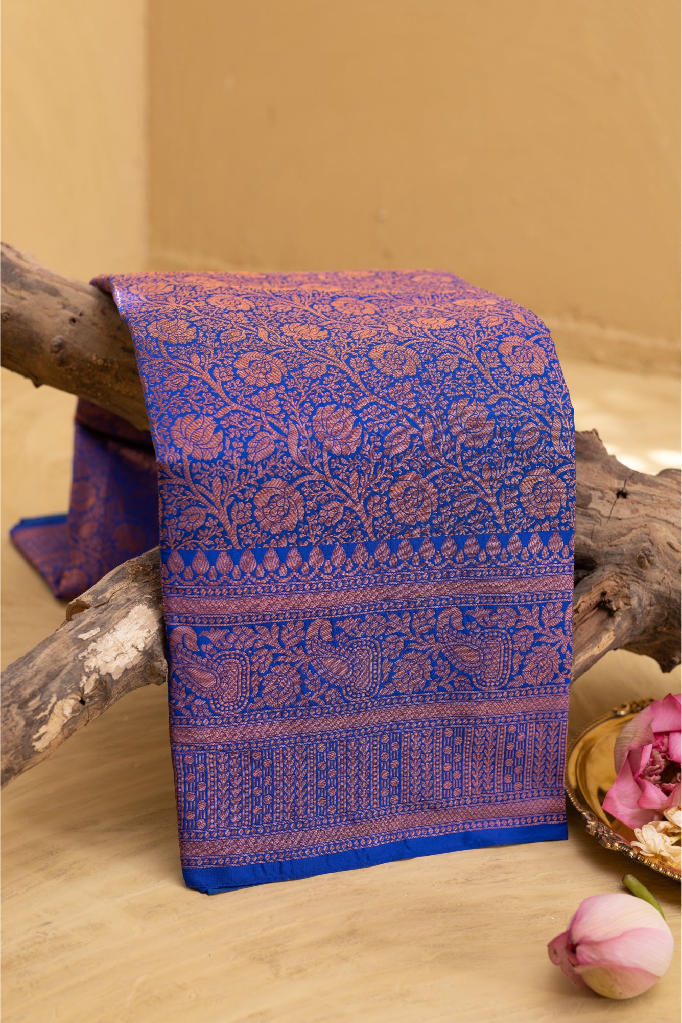 Royal Blue Zari Brocade Saree