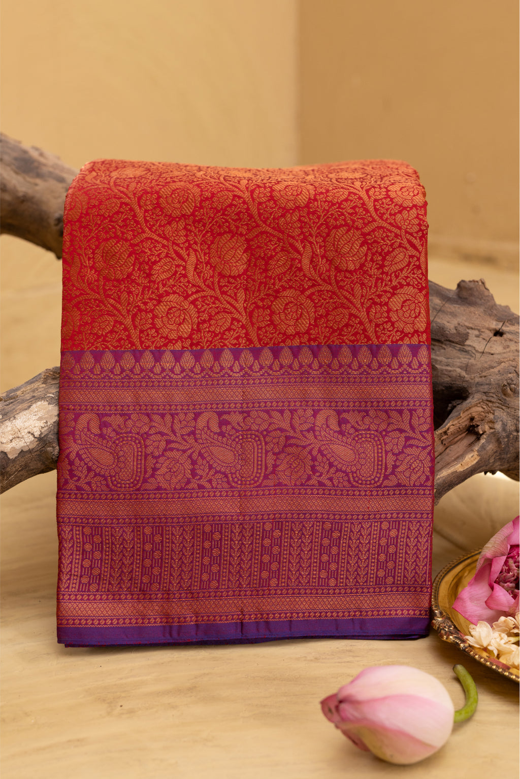Red Zari Brocade Saree