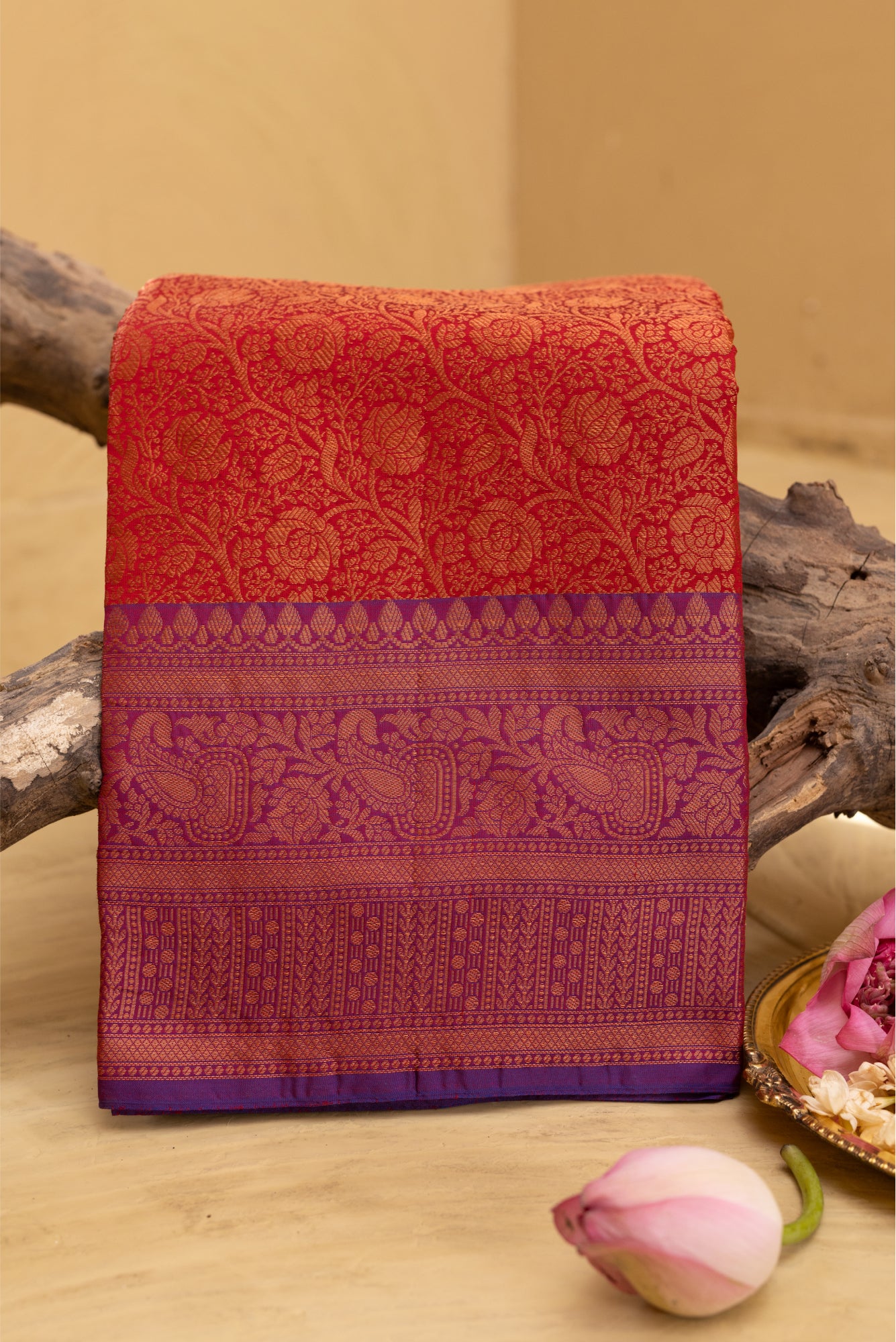 Red Zari Brocade Saree