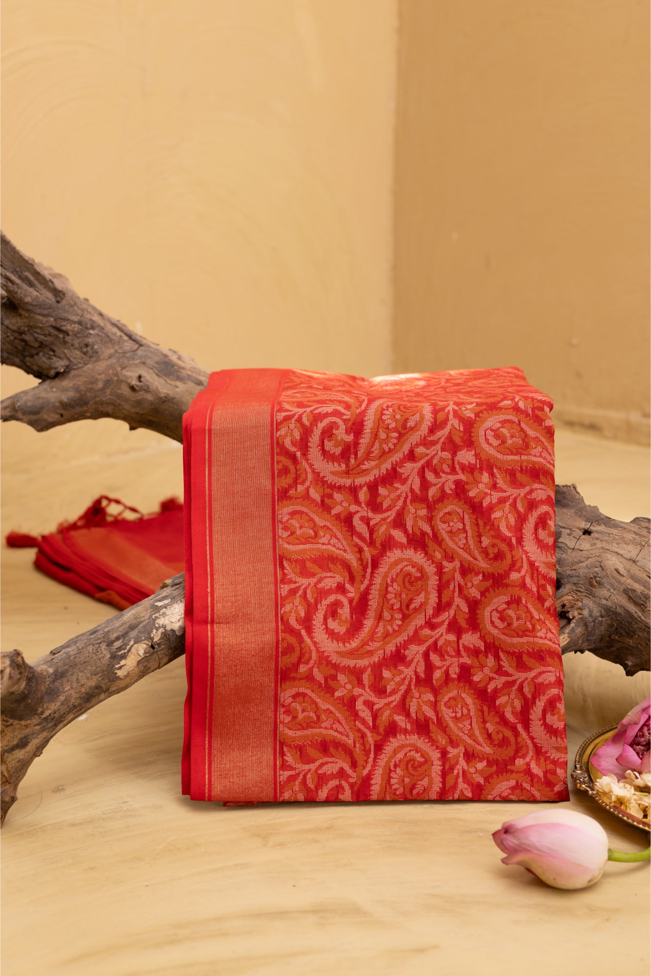 Red Ikkat Banarasi Saree