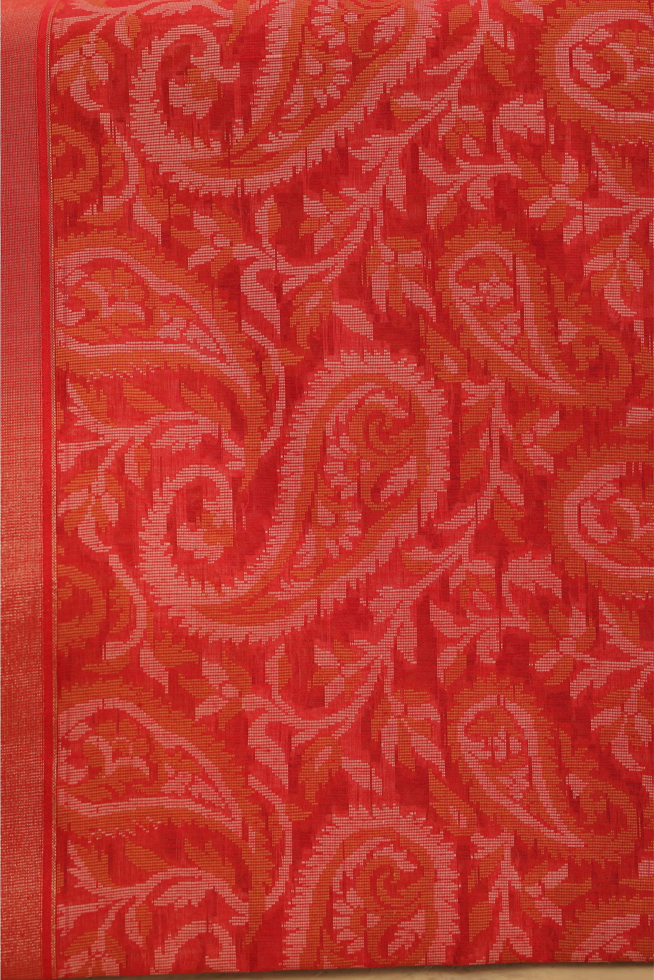 Red Ikkat Banarasi Saree