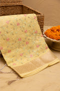 Linen Embroidered Lime Green Saree