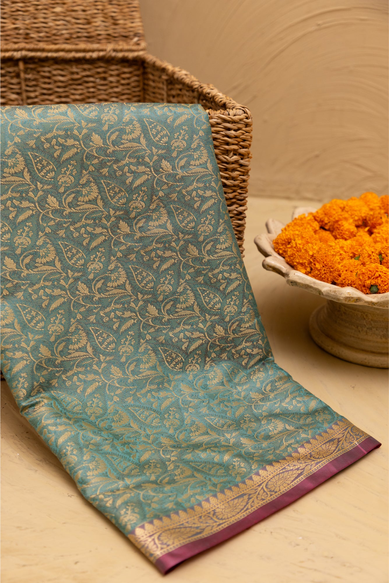 Turqoise Tanchoi Saree
