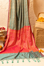 Turqoise Tanchoi Saree