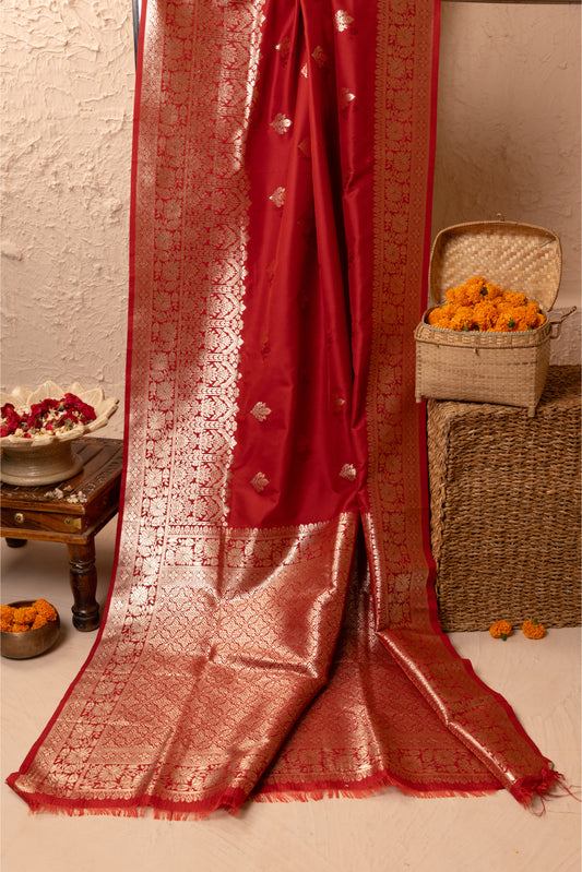 Red Double Buti Upada Silk Saree